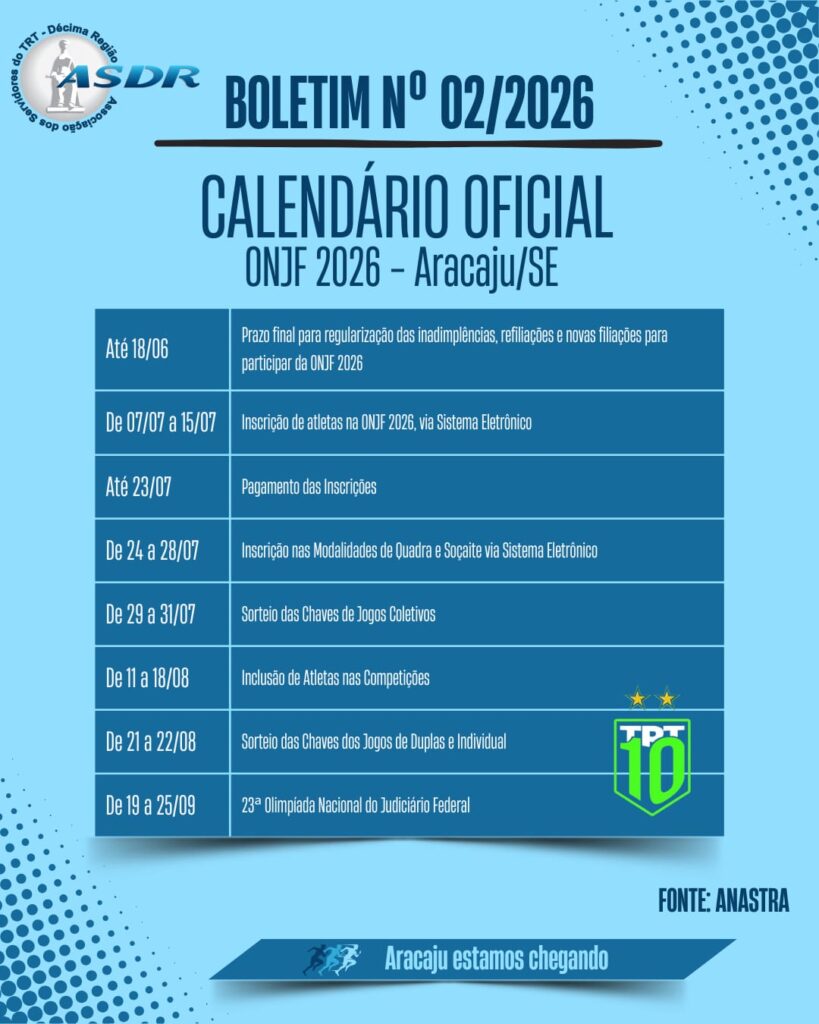 Boletim olímpico nº 02/2026 – Calendário oficial definido